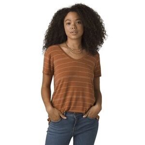 PraNa V-Neck Striped Rust Top